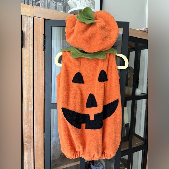 Pottery Barn Kids pumpkin halloween costume 2 piece set hat jack-o-lantern baby - Picture 1 of 9